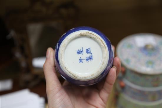 A Chinese Sraits Tengkat tacking box and a jar and cover 22cm